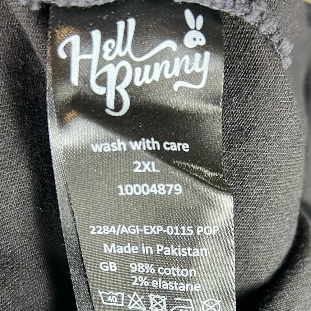 Hell Bunny Dress Womens 2XL Black Dakota Pinafore Denim Goth Pinup Punk Overall - Picture 9 of 10